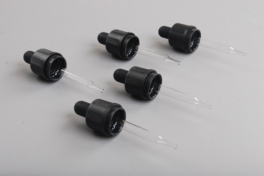 Dispensing Caps,  Droppers w/ Glass Pipettes,Black Plastic Tamper Evident Caps and Orifice Reducers Child Resistant Caps,